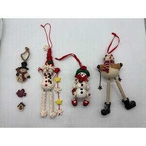 Lot of 4 Christmas Ornaments Snowmen, Bear, Reindeer Holiday Tree Decorations